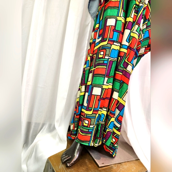 Custom Cut & Sewn - Colorful Geometric Dress with Sash - Picture 12 of 16